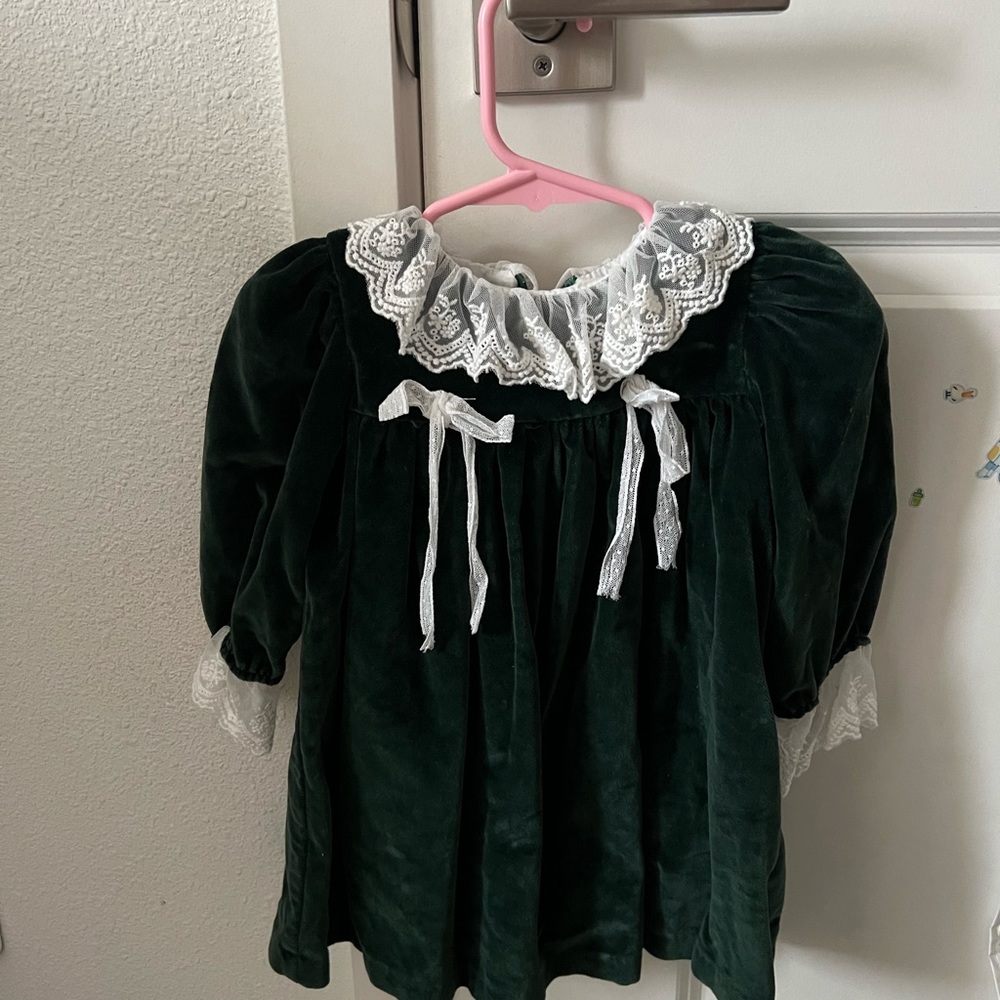 Childrensalon Christmas Dress Green Velvet